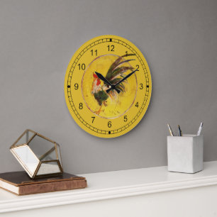 Clock - Rooster and Yellow Background