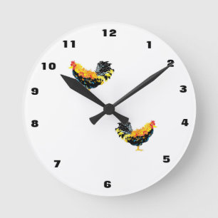 Clock, :  Rooster Round Clock