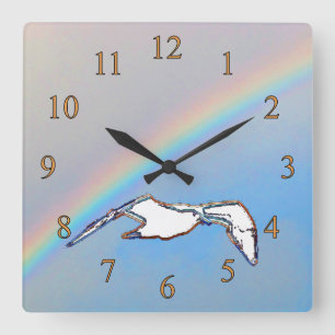 Clock - Seagull with Rainbow Highlights