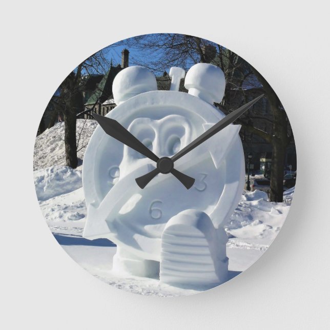 Clock Snow Sculpture, Quebec, Canada (Front)