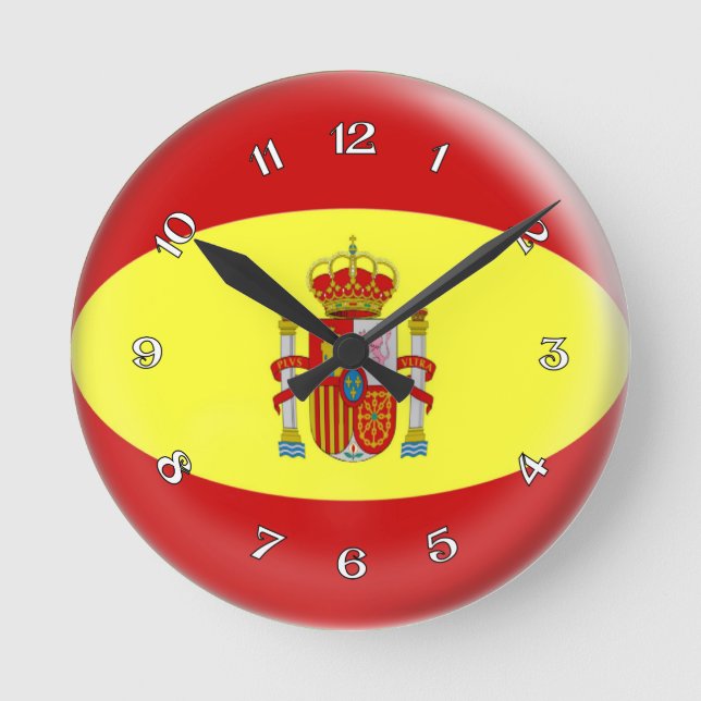 Clock Spanish Spain flag Bubble Design (Front)