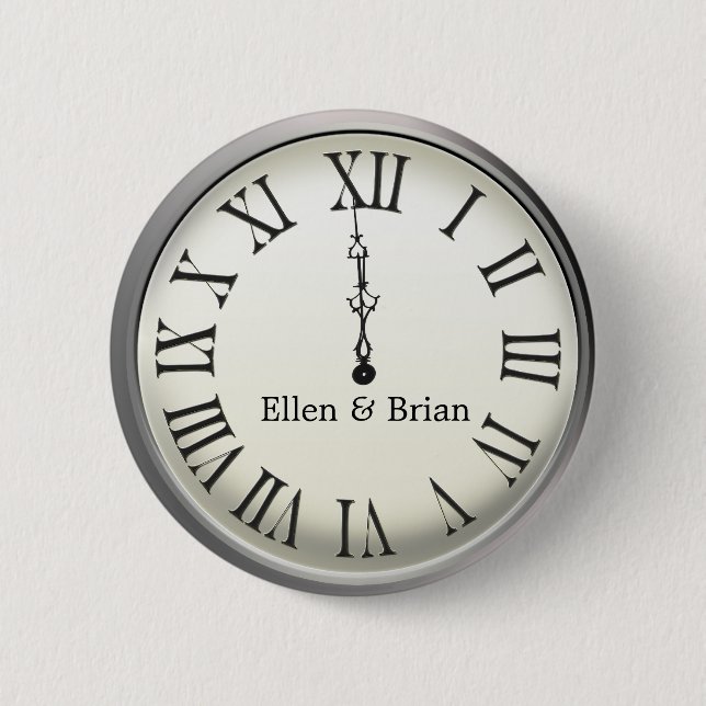 Clock Strikes Midnight New Year's Eve 2 Inch Round Button (Front)