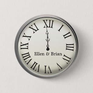 Clock Strikes Midnight New Year's Eve 2 Inch Round Button