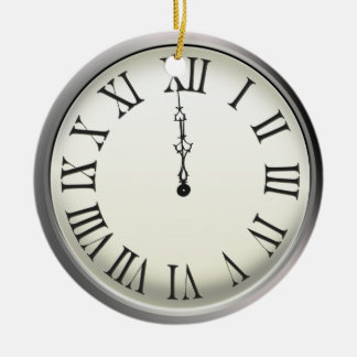 Clock Strikes Midnight New Year's Eve Ceramic Ornament