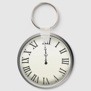 Clock Strikes Midnight New Year's Eve Keychain