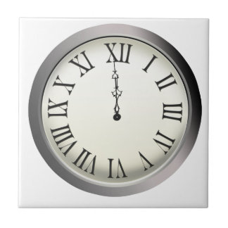 Clock Strikes Midnight New Year's Eve Tile