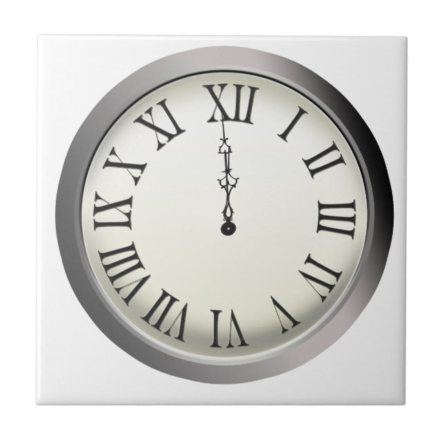 Clock Strikes Midnight New Year's Eve Tile (Front)