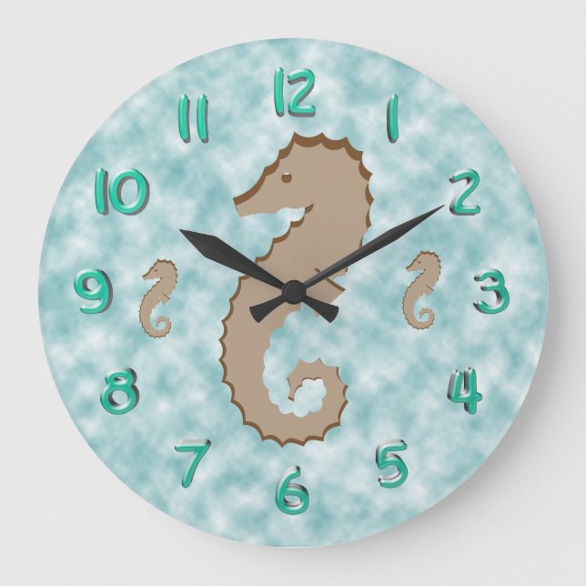 Clock - Stylized Seahorses (Front)