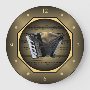 Clock-tagon ~ Accordion ~ Sheet Music ~ Tuscan ~ Large Clock