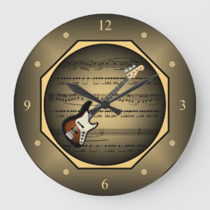 Clock-tagon ~ Electric Guitar ~ Sheet Music ~  Large Clock