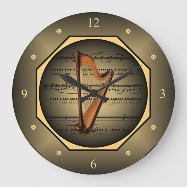 Clock-tagon ~ Harp ~ Sheet Music ~   Large Clock (Front)