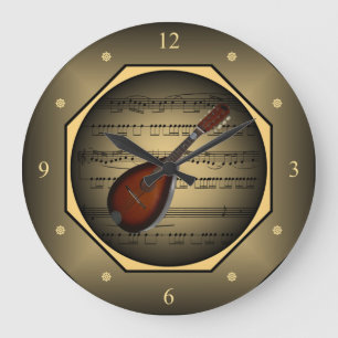 Clock-tagon ~ Mandolin~ Sheet Music ~ Tuscan ~ Large Clock