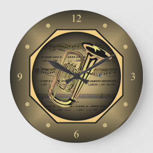Clock-tagon ~ Tuba ~ Sheet Music ~ Large Clock