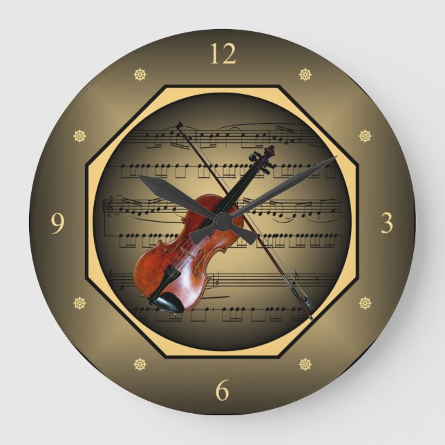 Clock-tagon ~ Violin ~ Sheet Music ~ Unique ~ Large Clock (Front)