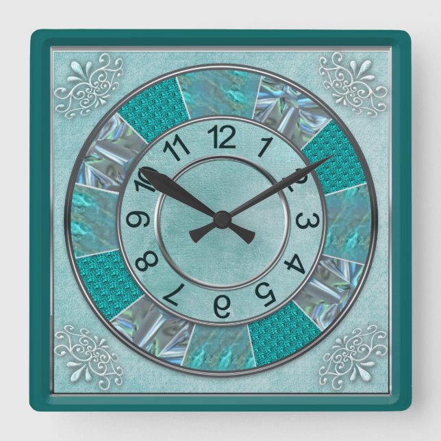 CLOCK - TEAL -DESIGN - (Front)