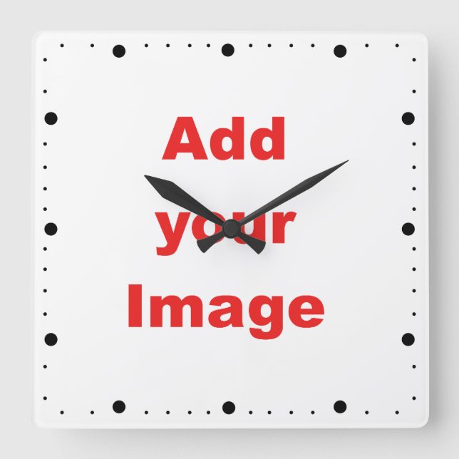 Clock template - Minute markers black - Add Image (Front)