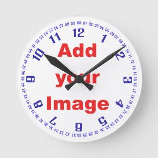 Clock template - Numbers & seconds blue- Add Image