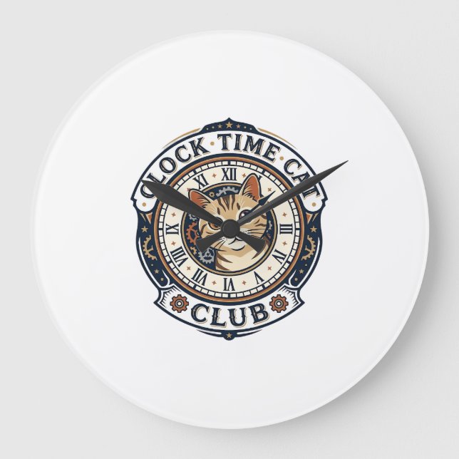 Clock Time Cat Cat Graphic Tee Art - Clock Time Ca (Front)