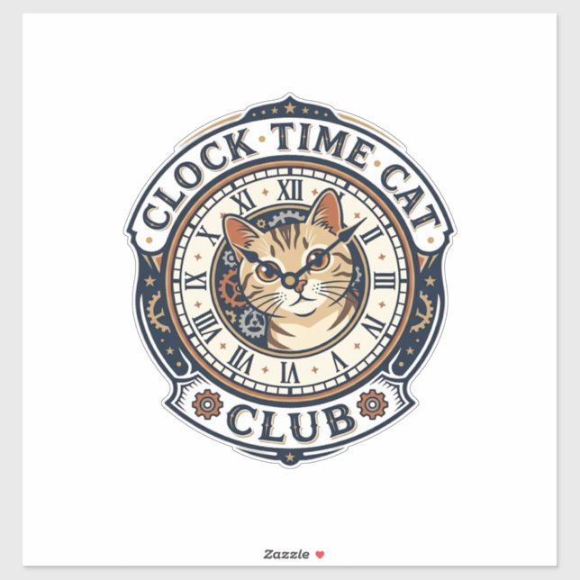 Clock Time Cat Cat Graphic Tee Art - Clock Time Ca (Sheet)