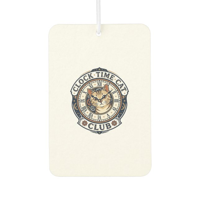 Clock Time Cat Cat Graphic Tee Art - Clock Time Ca Air Freshener (Front)