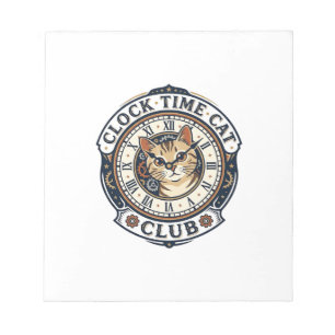 Clock Time Cat Cat Graphic Tee Art - Clock Time Ca Notepad
