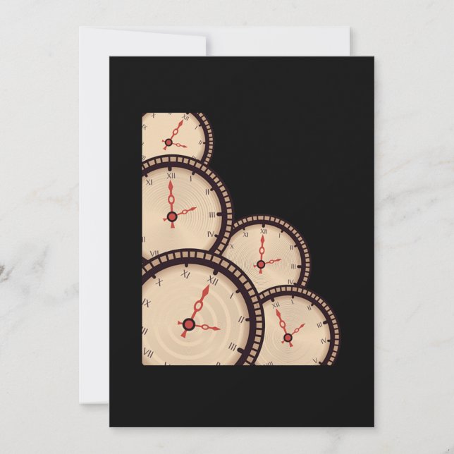 Clock Time Travelling Watch Science Fiction Gift Invitation (Front)