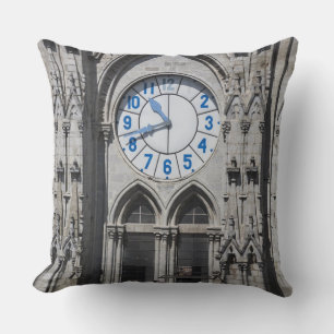 Clock towers at the National Basilica, Ecuador Throw Pillow