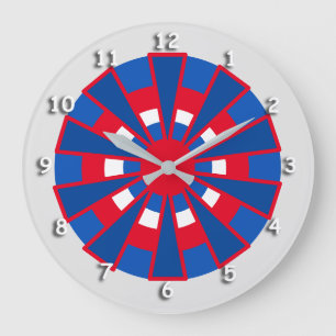 Clock - Triangles and Circles Red White Blue