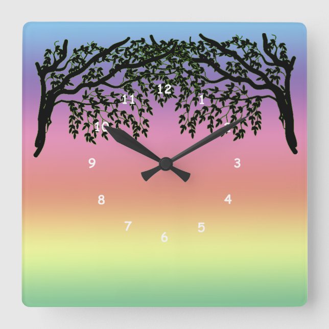 Clock - Weeping Branches and Rainbow (Front)