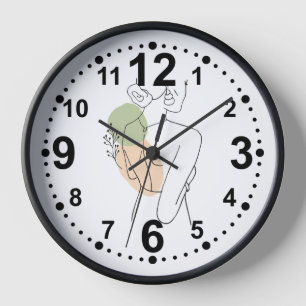 Clock with Abstract Woman & Nature Design