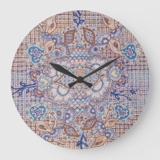 clock with blue and brown floral design