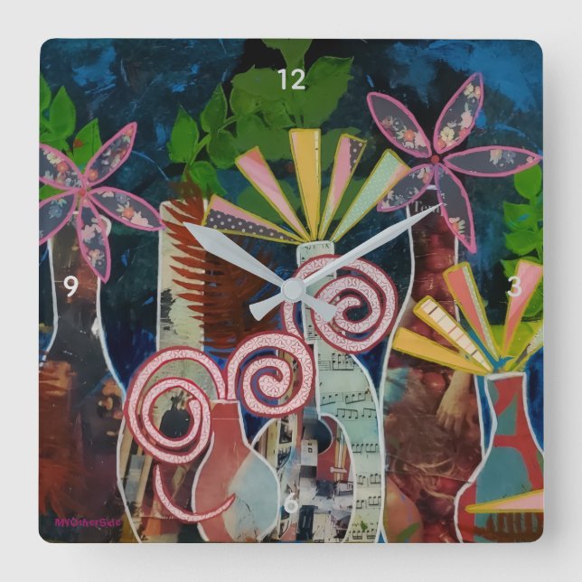 Clock with Cut Flowers Art (Front)