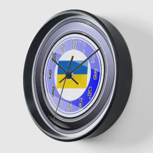 Clock with Flag of Ukraine Blue Yellow
