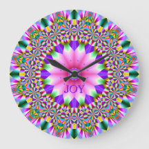 Clock With Flower in Geometric Circular Design