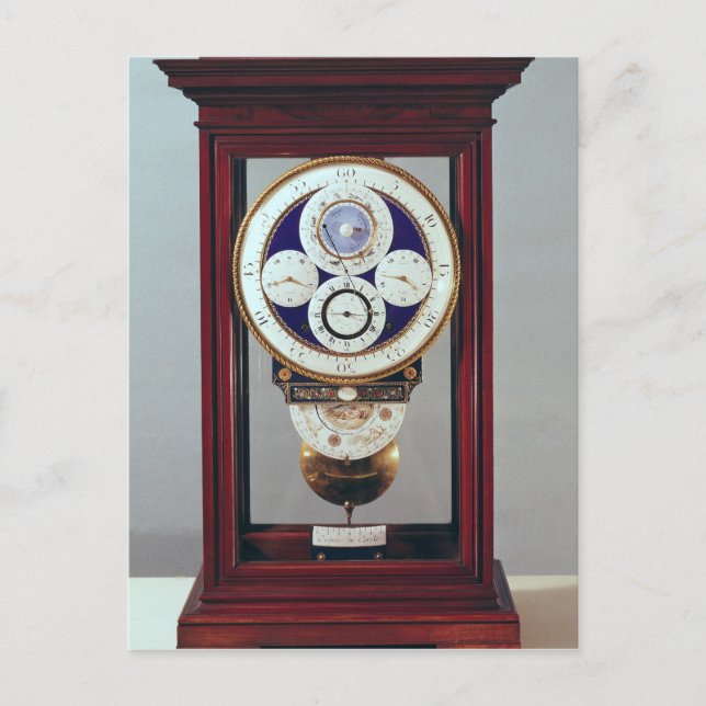 Clock with four dials and the signs of the postcard (Front)
