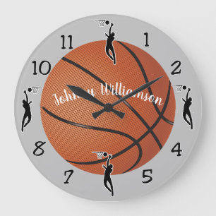 Clock with Sports Emphasis Basketball personalize