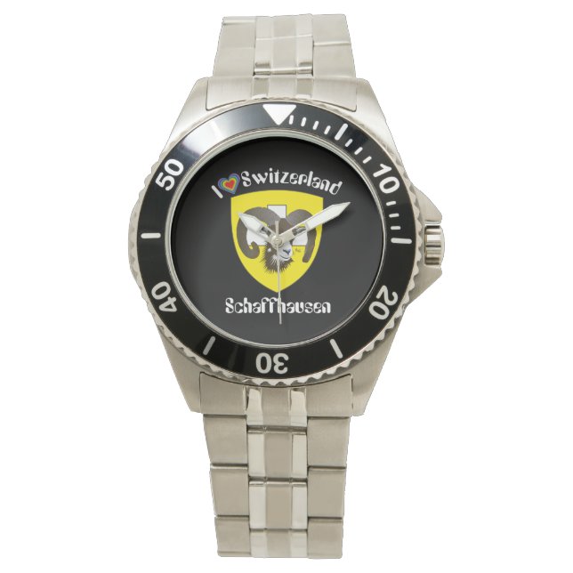 clock with Swiss draft Schaffhausen Switzerland Watch (Front)