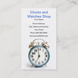clocks and watches shop business card