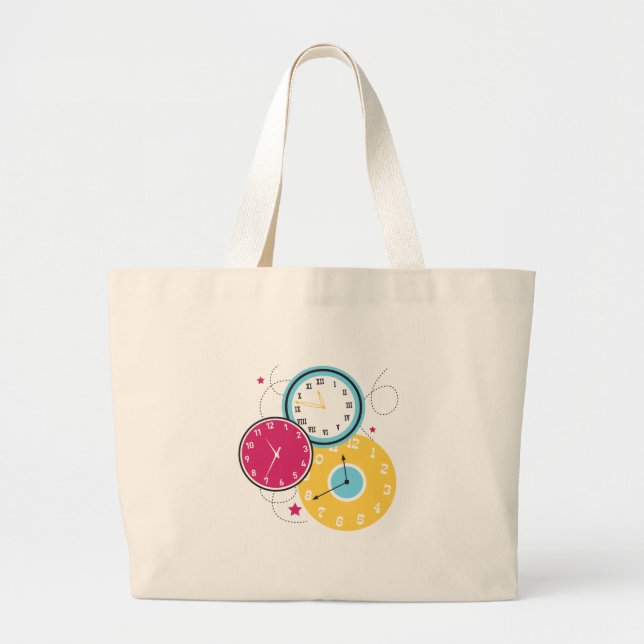 Clocks Large Tote Bag (Front)
