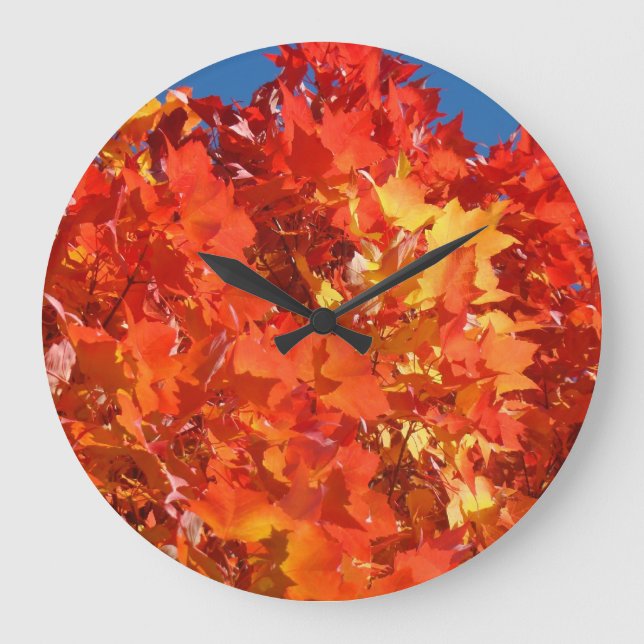 Clocks Orange Red Yellow Fall Tree Leaves (Front)