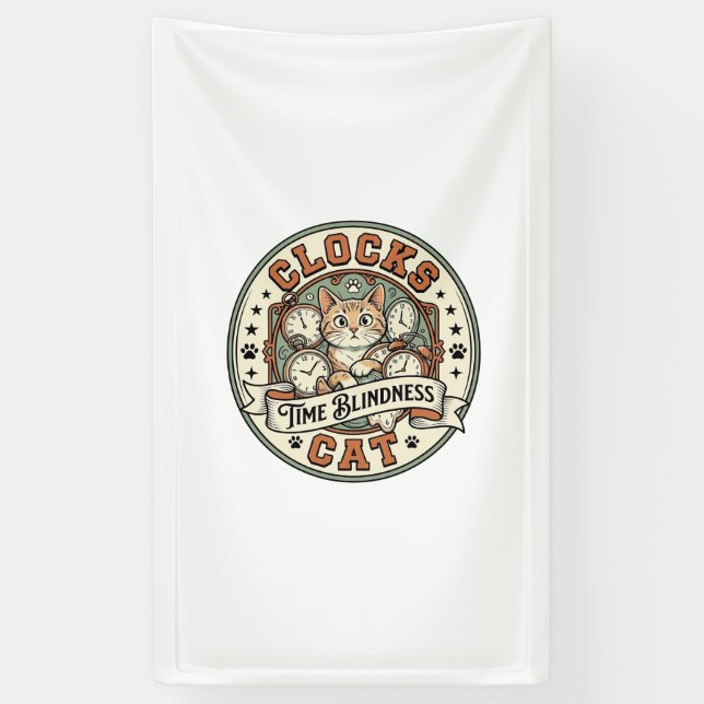 Clocks Time Blindness Cat Clocks Time Blindness Ca Banner (Vertical)