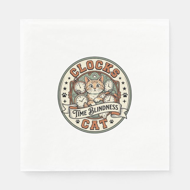 Clocks Time Blindness Cat Clocks Time Blindness Ca Napkin (Front)