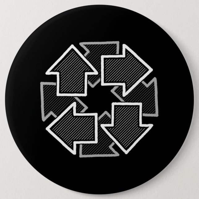 Clockwise Arrows Minimal Geometric Black Variant 2 6 Inch Round Button (Front)