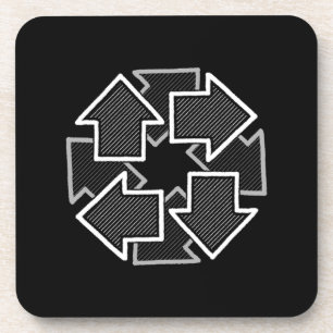 Clockwise Arrows Minimal Geometric Black Variant 2 Coaster