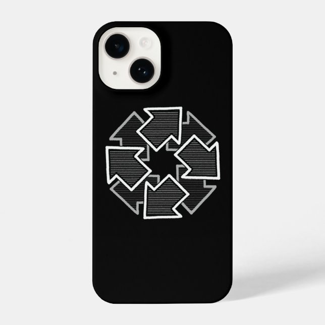 Clockwise Arrows Minimal Geometric Black Variant 2 iPhone Case (Back)