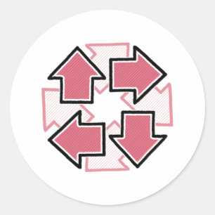 Clockwise Arrows Minimal Geometric Red Classic Round Sticker