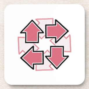 Clockwise Arrows Minimal Geometric Red Coaster