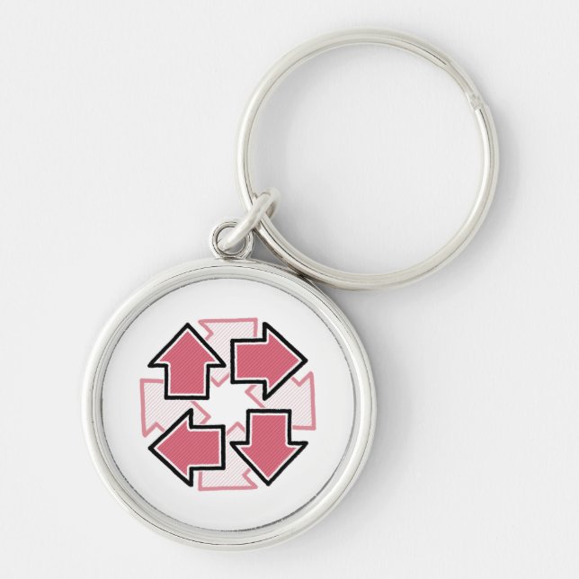 Clockwise Arrows Minimal Geometric Red Keychain (Front)