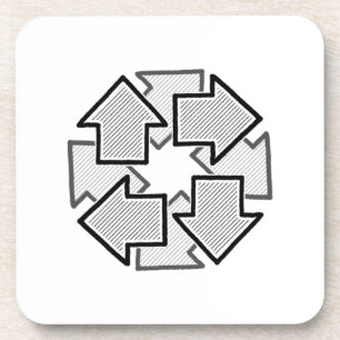 Clockwise Arrows Minimal Geometric White Variant 1 Coaster