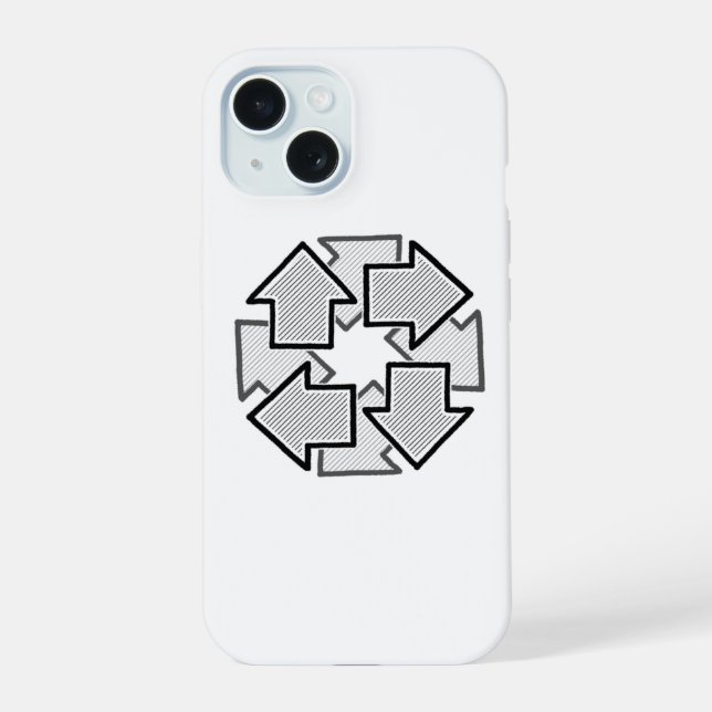 Clockwise Arrows Minimal Geometric White Variant 1 iPhone 15 Case (Back)